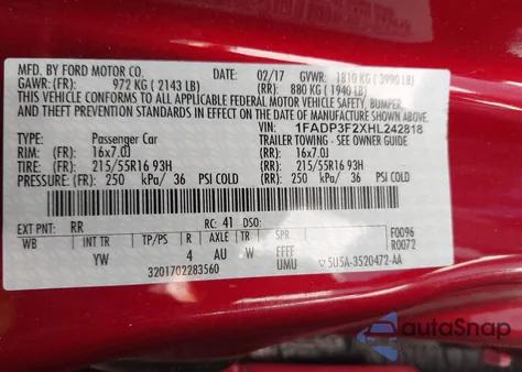 2017 Ford Focus Se from USA, damaged, VIN 1FADP3F2XHL242818